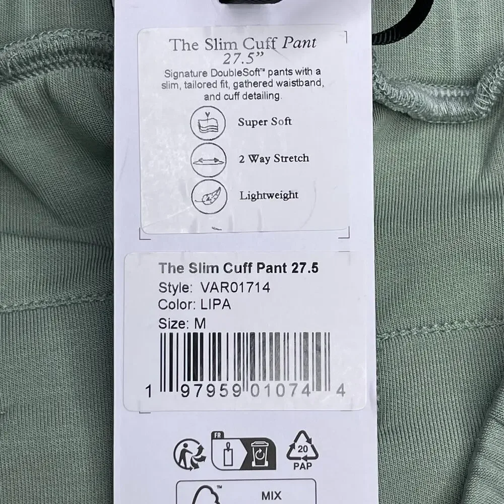 Varley The Slim Cuff Pant 27.5” size M Joggers New Sage green Doublesoft - Picture 6 of 8